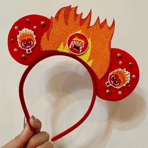 Inside Out ANGER inspired Mickey / Minnie Mouse ears headband. standard size. lightweight. Disney headband. Disney Mouse ears.