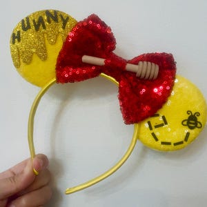 Winnie the Pooh inspired Mickey / Minnie Mouse ears headband. Pooh Disney headband. lightweight. standard size. Eeyore. Pooh. piglet.