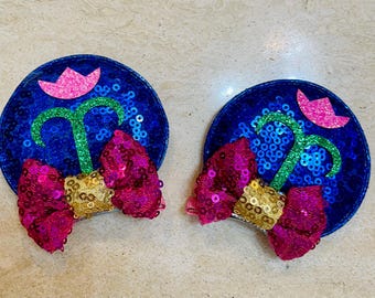 Disneys FROZEN “Anna” inspired Mickey / Minnie Mouse ears Hairclips.