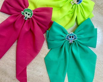 Inside Out 2 Hair Bow: Envy, Joy, Disgust Barrette