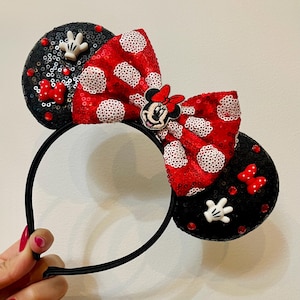 Opaska na głowę z uszami Myszki Minnie. Uszy Disneya, opaska Disneya. Myszka Miki i Myszka Minnie. lekka. standardowy rozmiar.