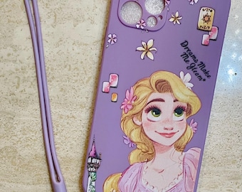 Tangled RAPUNZEL inspired IPhone 12Pro Case with attachable hand strap.