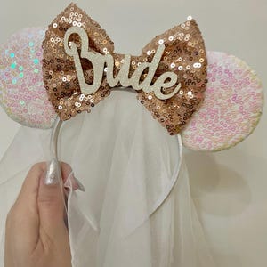BRIDE / Just Married / Disney Honeymoon inspired Mickey / Minnie Mouse ears headband. lightweight.