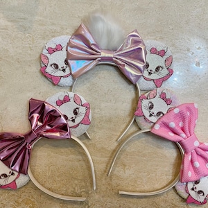 The Aristocats MARIE inspired Mickey / Minnie Mouse ears headband. lightweight. standard size.