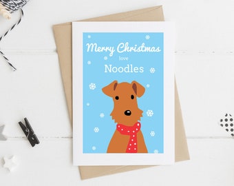 Christmas Card From The Dog - Welsh Terrier Card - Airedale Card - Terrier Xmas Card - Welsh Terrier Xmas - Dog Christmas Card