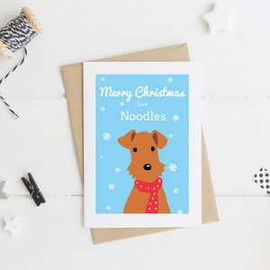 Carte de Noël du chien - carte de terrier gallois - carte d'Airedale - carte de Noël de Terrier - Noël de terrier gallois - carte de Noël de chien