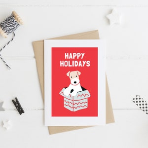 Carte Joyeuses fêtes - carte Fox Terrier - carte de Noël - carte Terrier