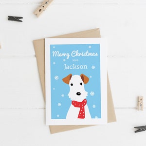 Carte de Noël joyeux du chien - carte de Noël de chien - carte de Noël de terrier - carte de fox terrier