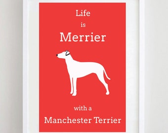 Manchester Terrier Illustration - Dog Print - Dog Poster - Dog Art - Terrier Print - Dog Breed Print - A4 size