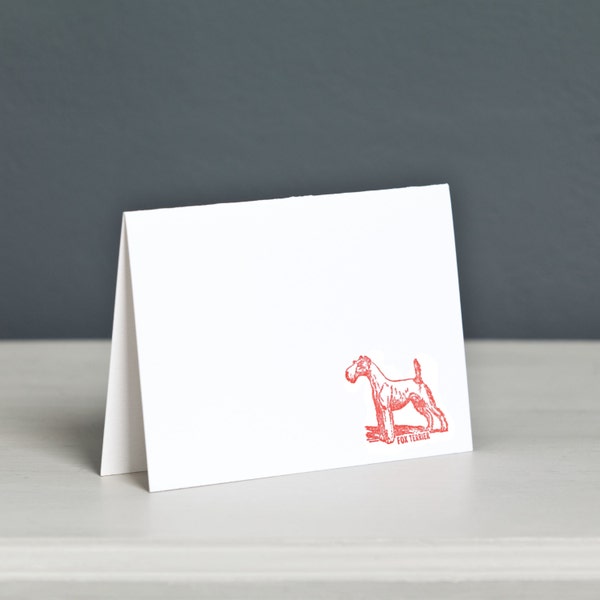 Fox Terrier Letterpress Card - Wire Fox Terrier Card - Dog Card - Terrier Card - Pet Card - Free UK Postage