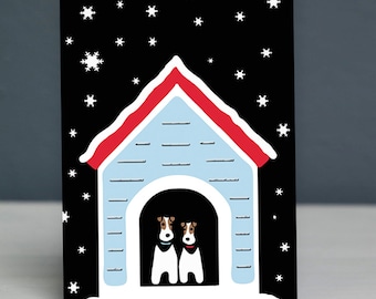 Fox Terrier Christmas Card, Snowy Dog Card, Dog Christmas Card, Pet Lover Card, Card for Dog Lover