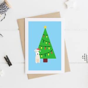 Carte de Noël Fox Terrier, carte Chien à roulettes