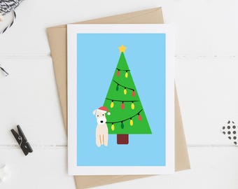 Fox Terrier Christmas Card, Dog on Wheels Card