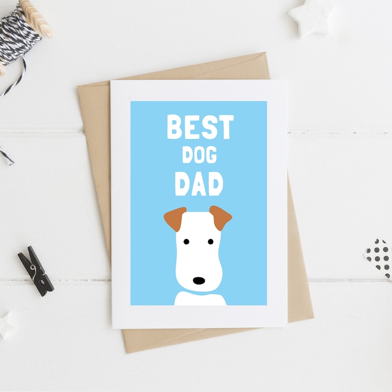 Best Dog Dad Card Father's Day Card Terrier Father's Day Card Dog Dad Dad Card afbeelding 1