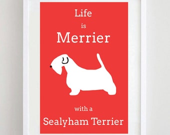 Sealyham Terrier Print Dog Picture Dog Art Dog Breed Illustration Poster A4 size