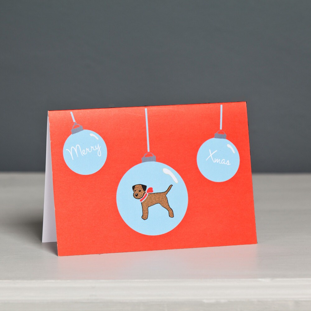 border terrier christmas card dog christmas card dog card