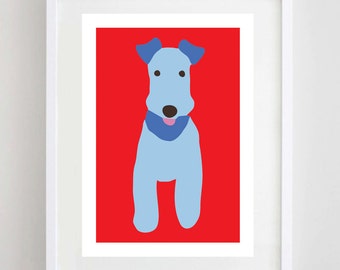Dog Print, Dog Art, Dog Poster, Terrier Print, Wall Art, Dog Illustration, Animal Art, Pet Lover A4 Size