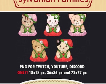 EMOTE SYLVANIAN FRAGOLA o subbadge per contrazioni e calci Calico Critters Cute Cat Pink streaming vibrazioni accoglienti e rilassanti Ternurines Ternurin