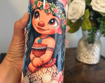 Lilo & Stitch Tumbler: Floral Stainless-Steel Drinkware 20oz