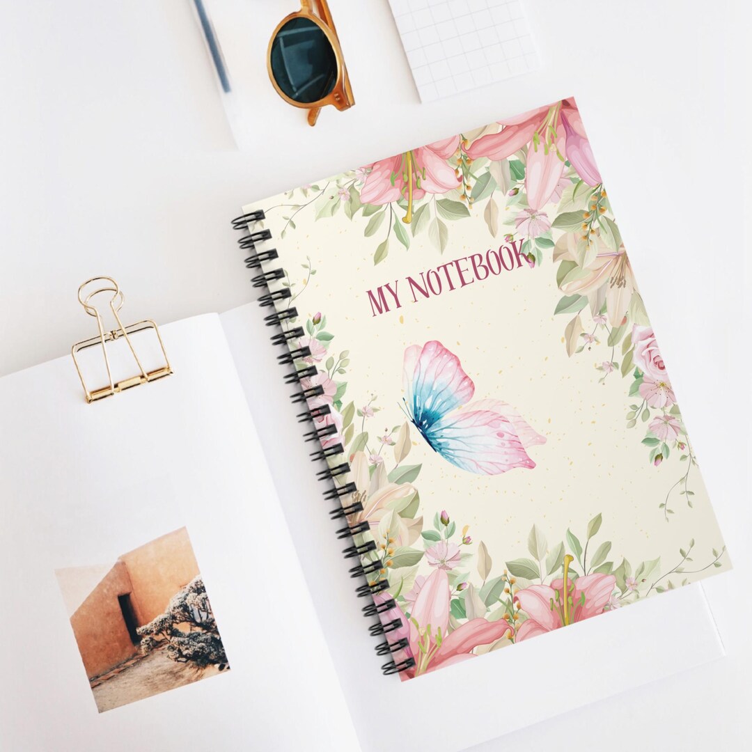 Watercolor Butterfly Floral Spiral Notebook | Lined Journal, Pastel ...