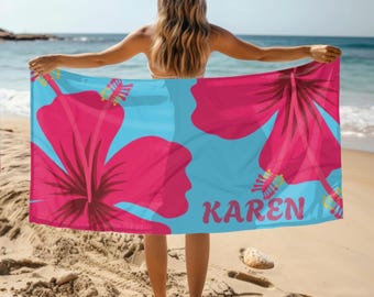 Hibiscus Beach Towel: Tropical Floral Print, Vibrant Colors