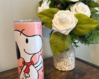 20oz Snoopy Tumbler, Snoopy Lovers and Fans, 20oz Tumbler Dog with straw, Great Gifts, Teacher Day Anime Lovers, Dog Tumbler Cartoon Tumbler