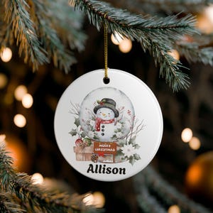 Personalized Snowman Ceramic Ornament: Festive Holiday Decor