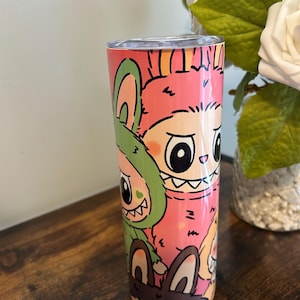 20oz Labubu Tumbler, Labubu Macaron Monsters Tumbler Gift for Her Kids, Monster Fun Stainless-Steel Drinkware for Kids,  Labubu Anime Lovers