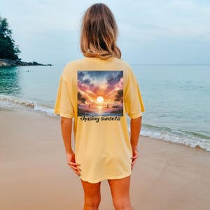 Coconut Girl Sunset Oversized T-Shirt: Comfort Colors Summer Tee