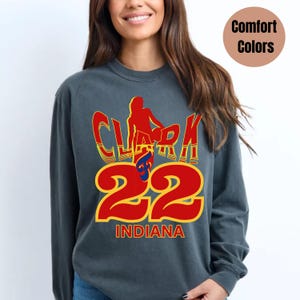 Caitlin Clark 22 Long Sleeve Tee: Comfort Colors Basketball Fan Shirt