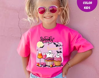 Cute Ghost Cupcake Kids Halloween T-Shirt, Boo Crew Tee