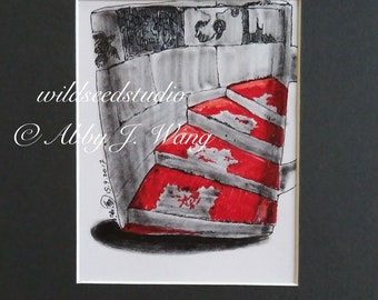 High Up (A Coffee Cup) - Original Ink Drawing