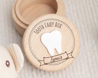 Tooth Fairy Box, Personalised Wooden Tooth Fairy Coin Box, Custom Name Tooth Fairy Box, Kids Birthday Gifts,Baby Shower Gift, Christmas Gift