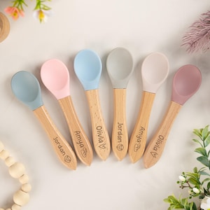 Personalized Spoon and Fork Set, Custom Name Cutlery Set for Babies and Kids, Newborn Birthday Gifts, Silicone Utensils, New Parents Gift