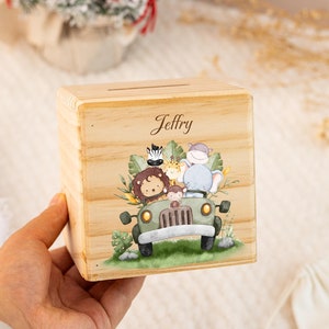 Hucha personalizada para bebé, hucha con forma de cerdito, hucha con nombre, caja de madera, regalos para bebé, regalo de cumpleaños para niños, regalos de Navidad.