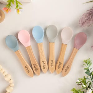 Custom Name Cutlery Set for Baby and Kids, Personalized Spoon and Fork, Silicone Cutlery, Newborns Gifts, Baby Shower Gifts, New Mom Gift
