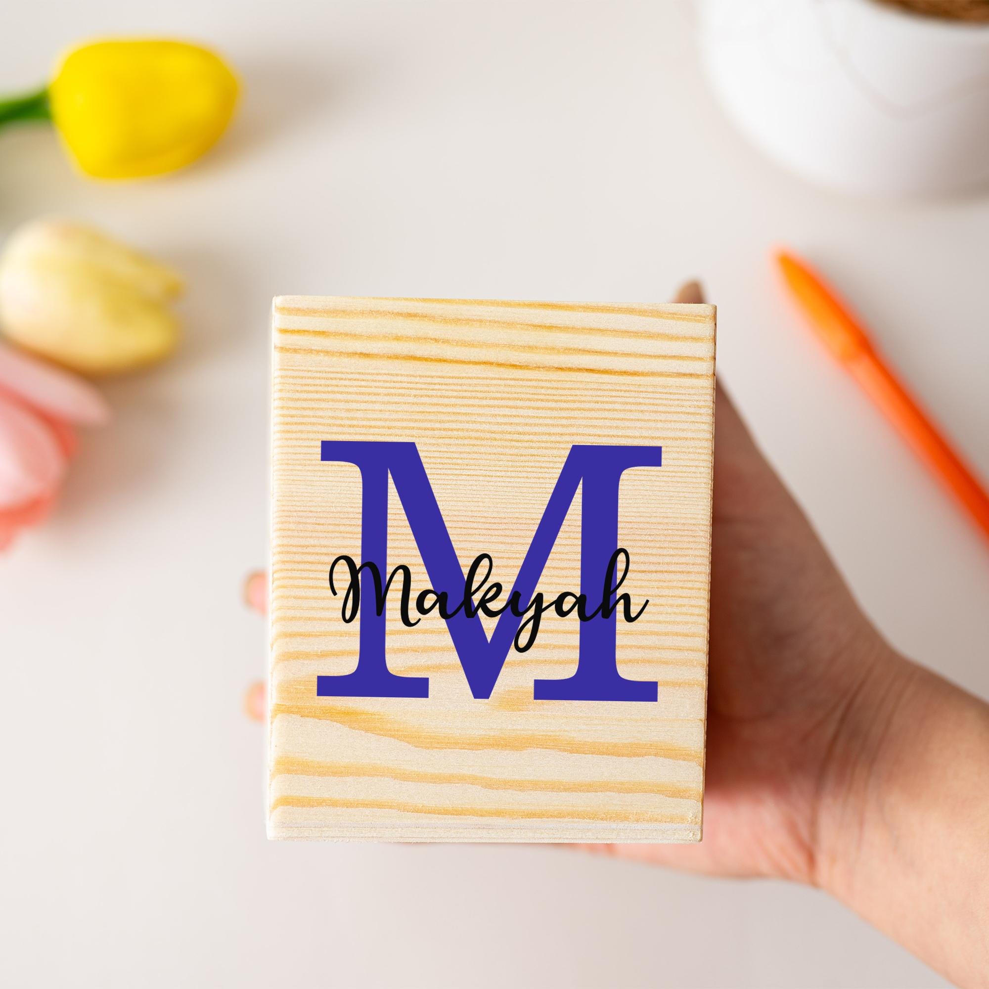 Custom Wooden Pencil Holder With Name, Personalized Letter Pencil Cup ...