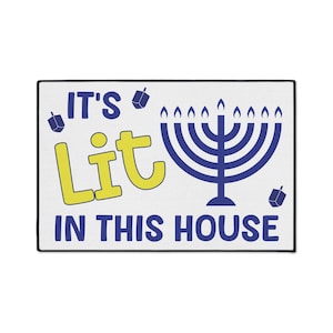 Hanukkah Doormat, Holiday Welcome Mat, Jewish Festival Entrance Rug, Custom Floor Mat, Festival of Lights Front Door Mat, Hanukkah Decor