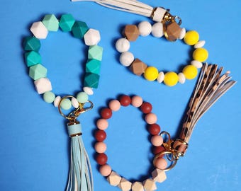 Silicone Wristlet| Keychain Bracelet| Bangle Keychain| Tassel Keychain