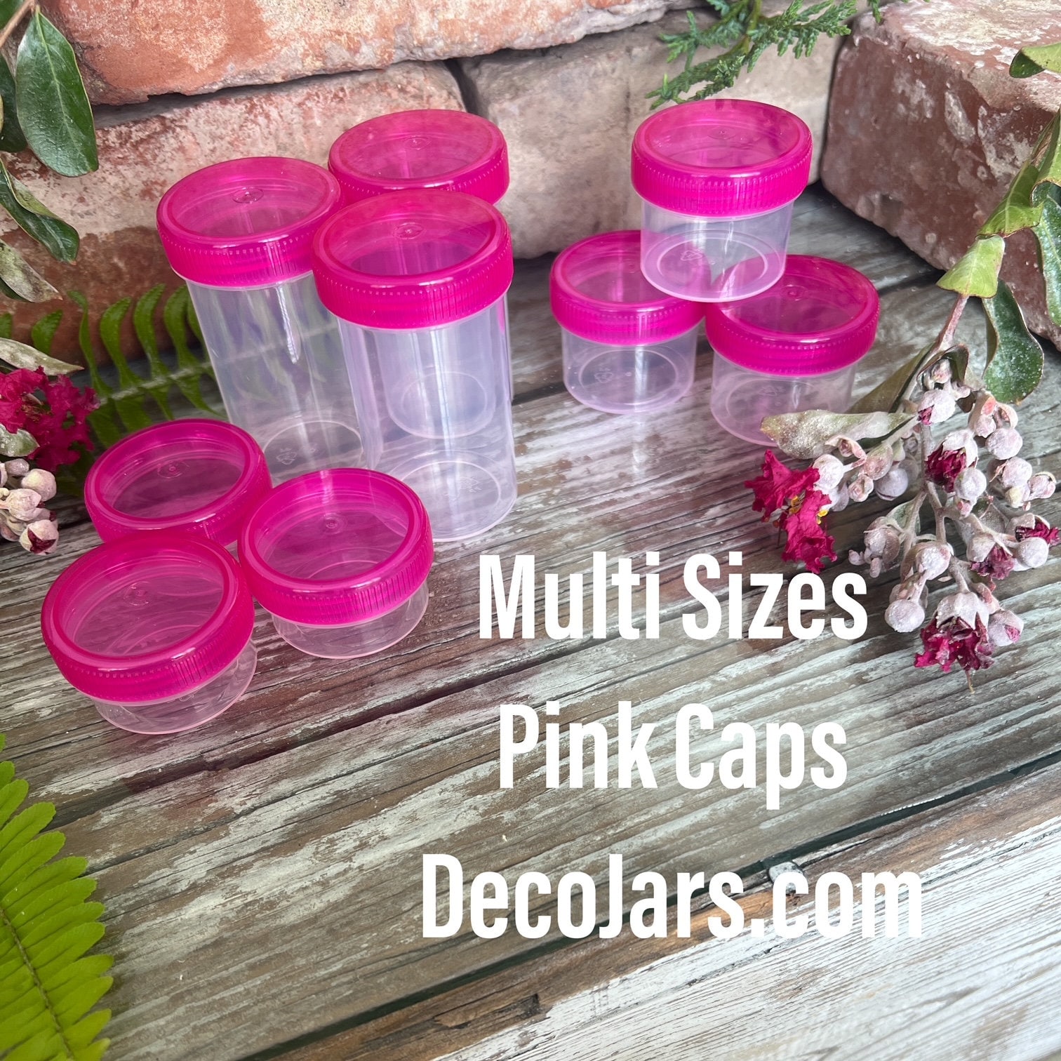 Everything Mary Round Plastic Stackable Bead Storage Twist-Top Containers -  12 Pack of Jars - Pink Organizer