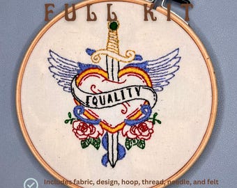 Equality Tattoo Embroidery Kit: Stick and Stitch DIY Patch