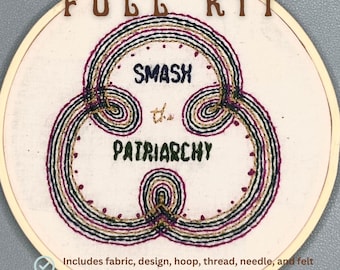 Smash the Patriarchy Embroidery Kit: Art Deco Jewel Tone DIY