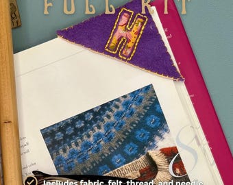 Felt Corner Bookmark Initial Kit: DIY Embroidery Gift