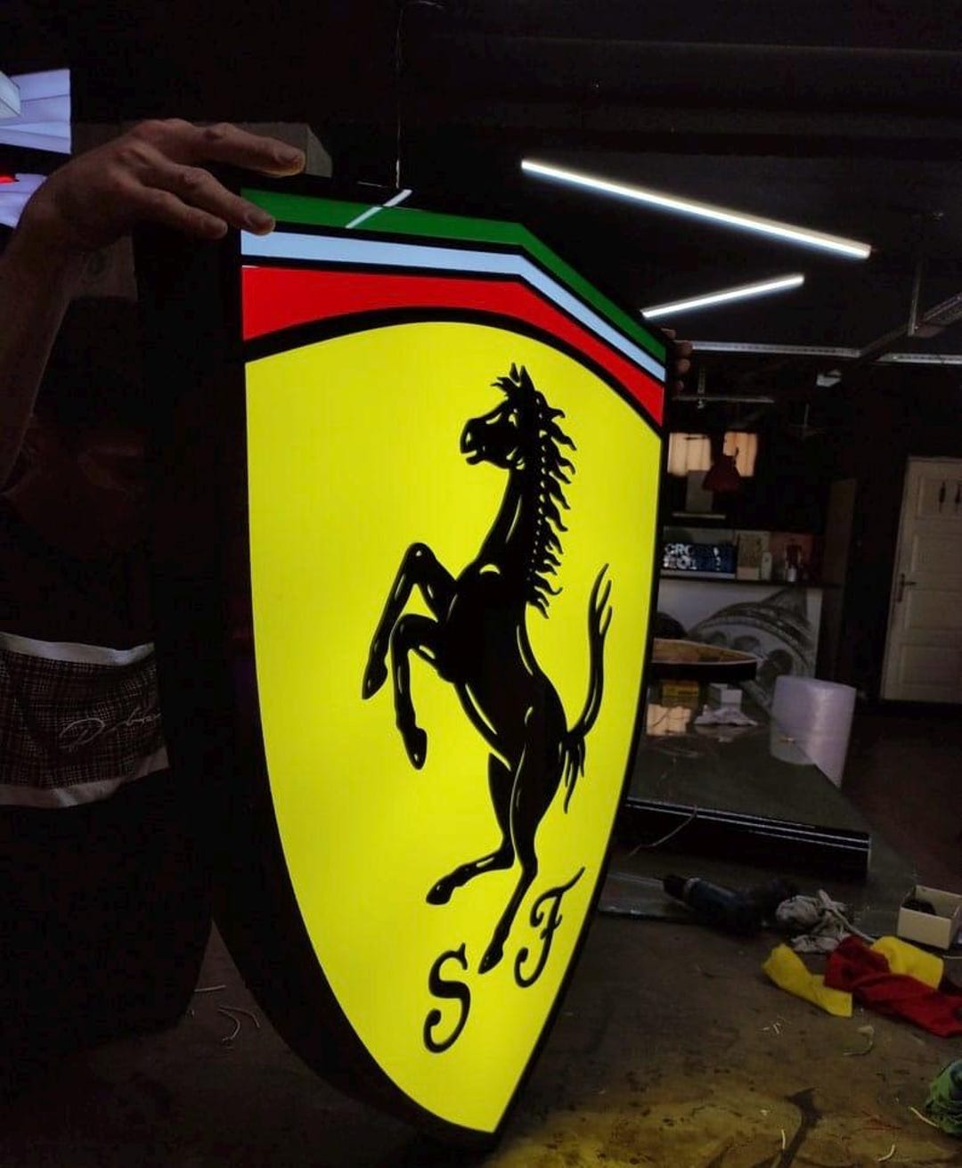 XXL Ferrari LED Wall Sign Light Box Garage Decoration Light Box Wall ...