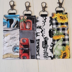 Fabric Lip Balm Holder with Keychain Purse organization Lip Balm Pouch Self Care Natural chapstick