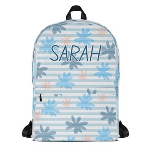 Custom Flower Kids Backpack, Monogrammed Backpack, Girl&#39;s Boy&#39;s Backpack, Personalized Name Backpack, Water Resistant Backpack
