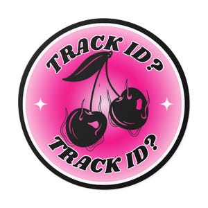 Naklejka Track ID Cherry Pink| Naklejka House Music, Naklejka Tech House, Naklejka Rave Lover, Naklejka EDM
