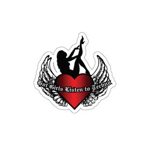 Hot Girls Listen to Techno Heart With Wings Y2K-sticker | Sticker housemuziek, sticker tech house, sticker rave lover, EDM-sticker, rave, dubstep