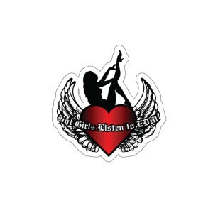 Hot Girls Luister naar EDM Heart with Wings Y2K-sticker|Huismuzieksticker, Tech House-sticker, sticker raveliefhebber, EDM-sticker, rave, dubstep