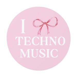 Naklejka I Heart Techno Pink Coquette| Naklejka House Music, Naklejka Tech House, Naklejka Rave Lover, Naklejka EDM, Naklejka Coquette,
